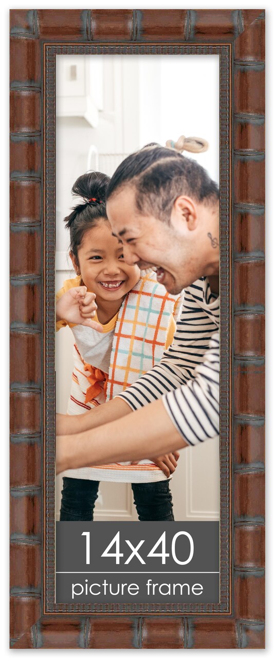 14x40 Wide Bamboo Picture Frame with UV-Resistant Acrylic & Acid Free Backing, Available in 4 Finishes - Brown, Black, Silver, and Natural